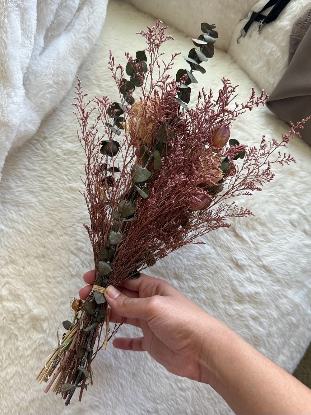 Roxanne's Dried Flowers Pink Toile Bouquet